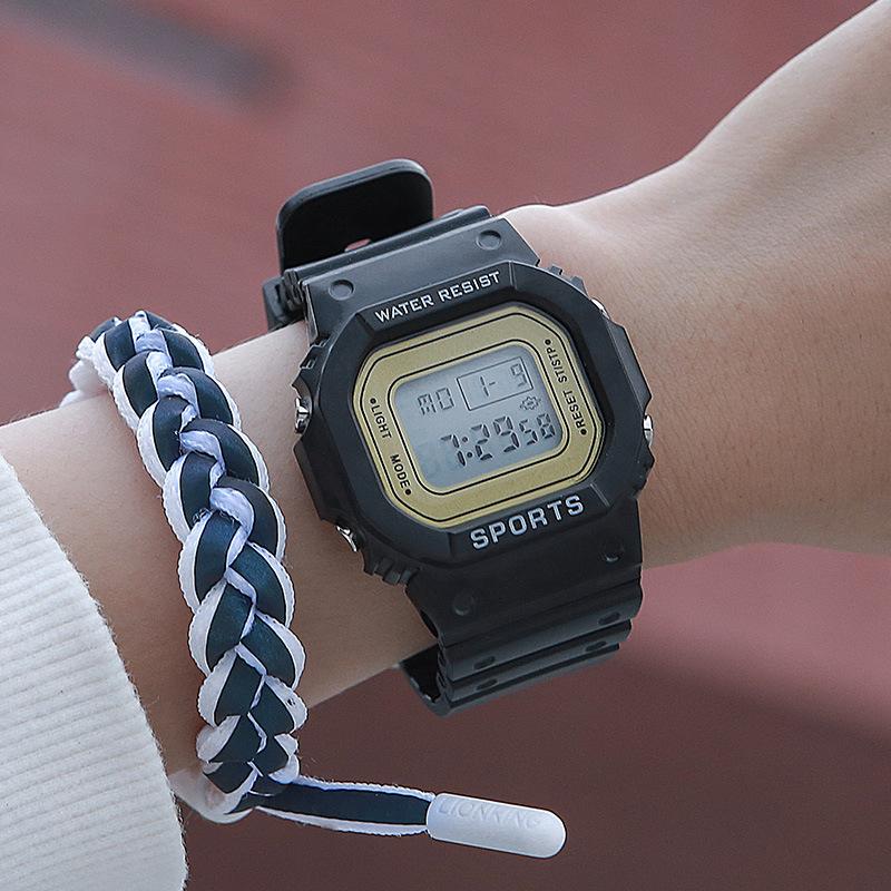 Reloj electrónico deportivo LED para estudiantes, para hombres y mujeres, relojes digitales cuadrados, reloj de goma resistente al agua