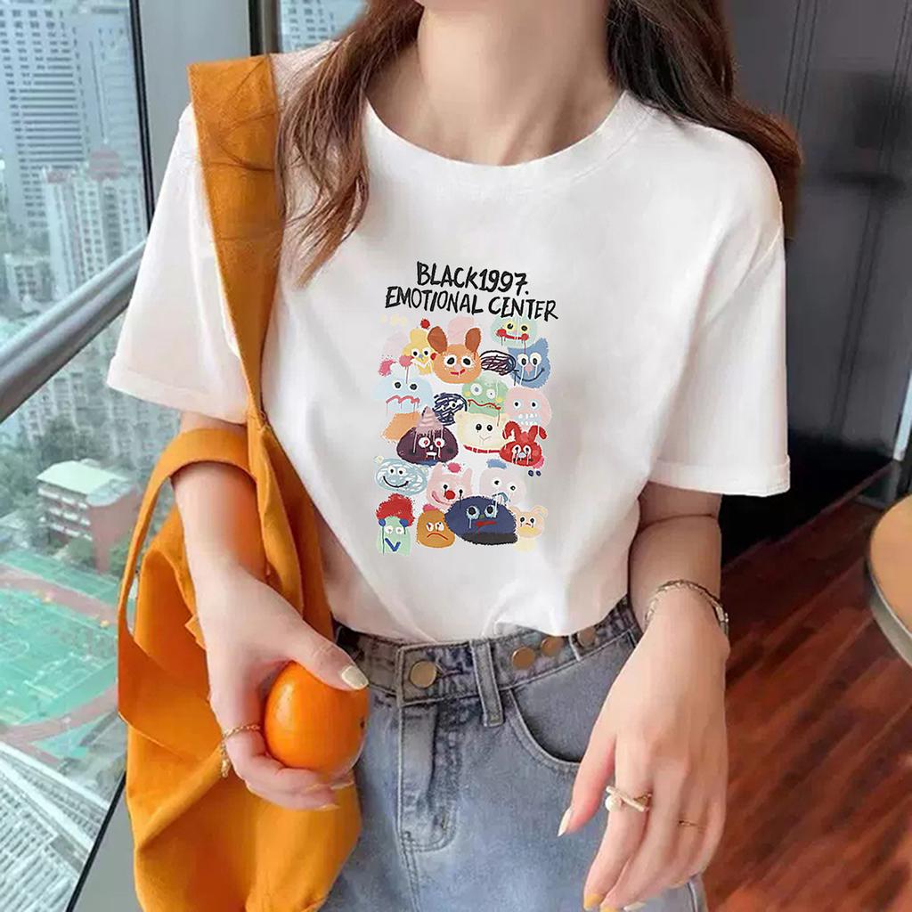 Summer Round Neck Letter Cartoon Pattern Printed Top Fashionable Casual Short Sleeved Men's and Women's Universal Pure Cotton T-shirts