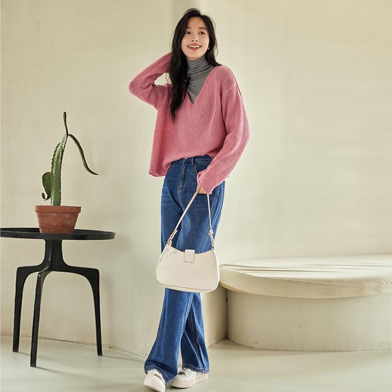 VICTORIA&VERA Women's V-Neck Long Sleeve Knit Sweater