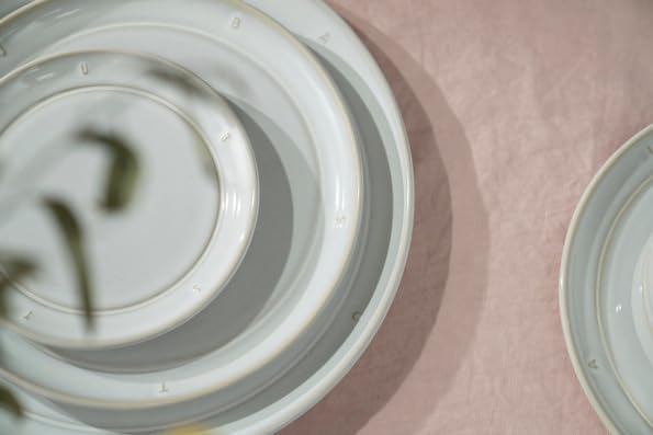 Staub Boussole Line Ceramic Made In Medium Japanese Boussole Line Ceramic Plate Plate, 22cm, Off-White, Portugal, Plate, Microwave-Safe [Official