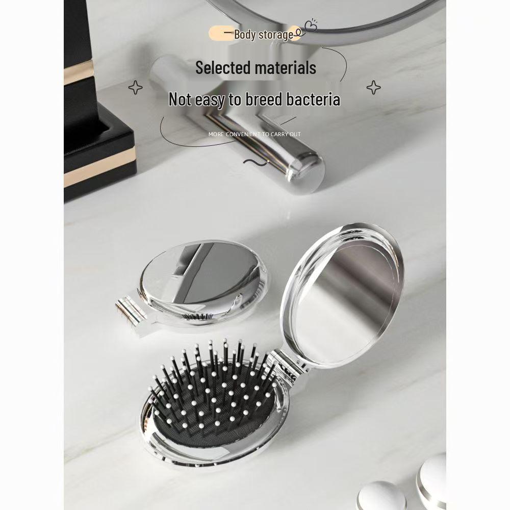 Portable Pocket Folding Comb & Mirror with Airbag Cushion for Smooth Hair and Massage