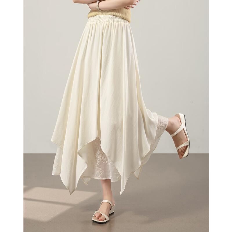 TERRE BLEUE Lace Patchwork A-Line Midi Skirt