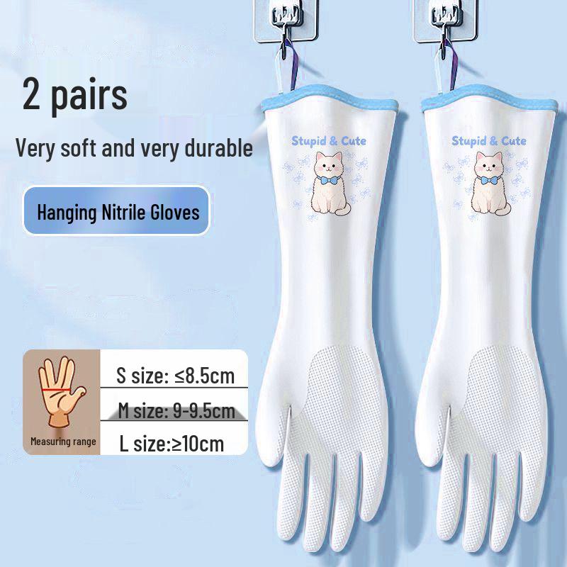 Women's Waterproof Nitrile Rubber Dishwashing Gloves - Durable, Thick, and Ideal for Kitchen and Household Cleaning.