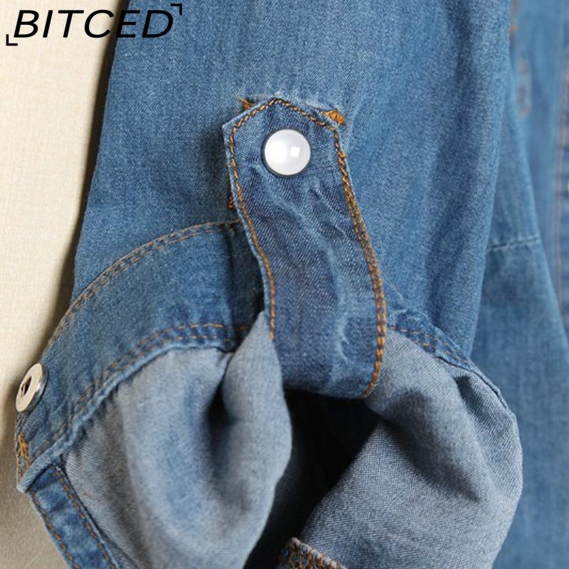 BITCED Tie-Knot Mid-Sleeve Short Cape Denim Shirt for Women Lightweight Short Jacket