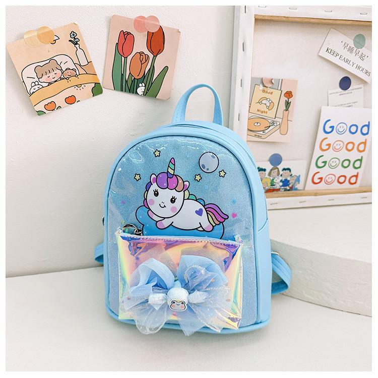 Adorable Unisex Kindergarten Backpack For Kids With Cute Pony Design In Blue Purple Pink And Rose Red синий