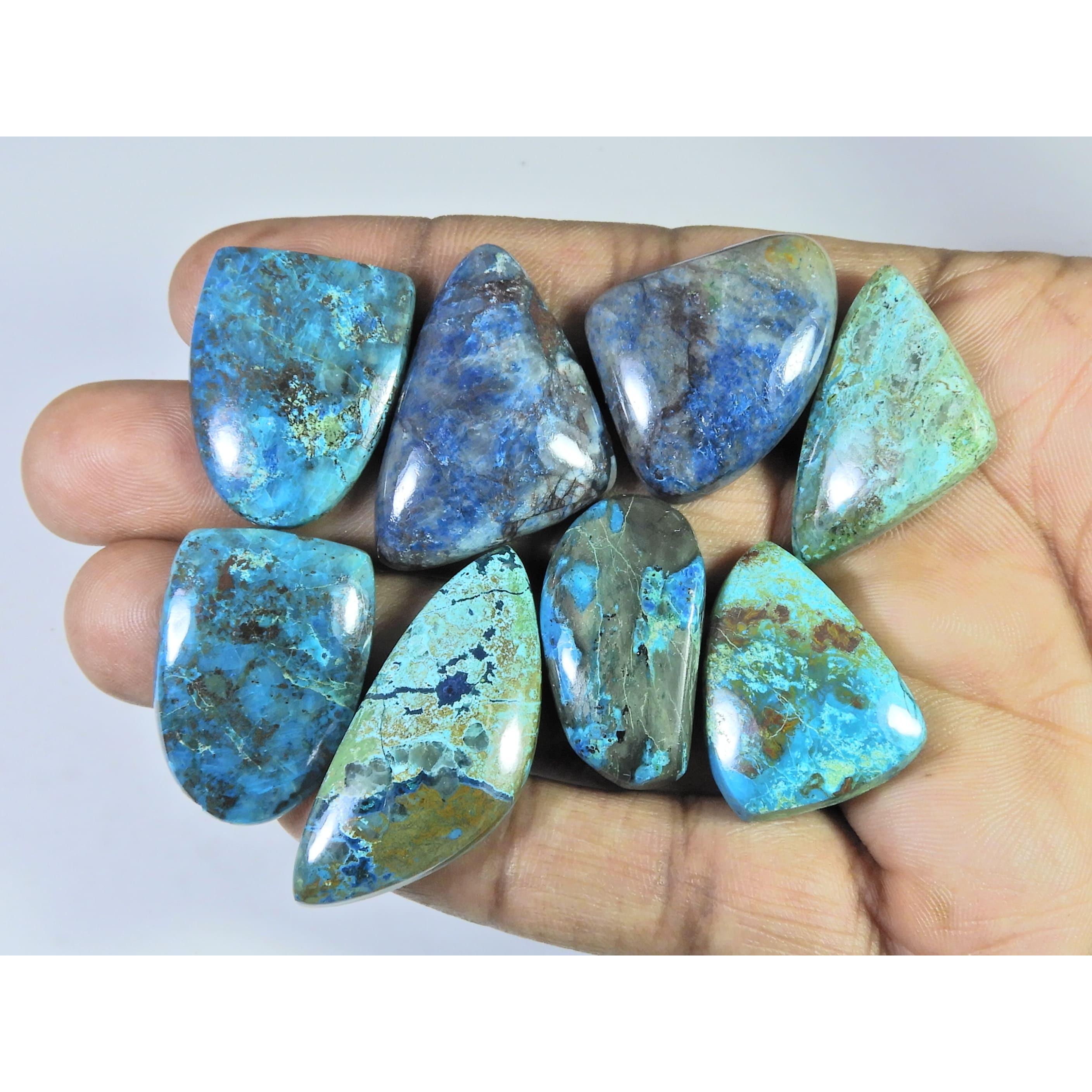 238Cts. Natural Shattuckite Mix Cabochon Loose Designer Gemstone 08 Pcs Lot C-1540