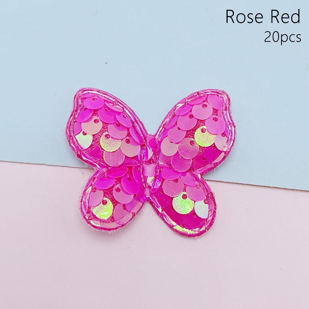 20Pcs Sew On Glitter Sequins Butterfly Patches 40x35mm Clothes Patches  Hat Shoes Sewing