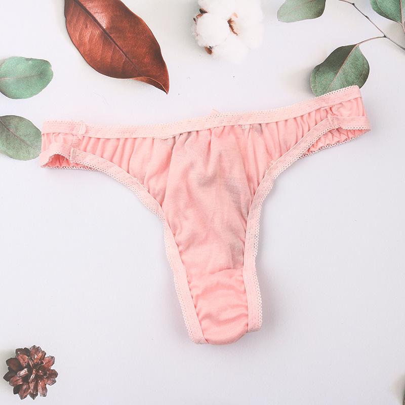 Clearance Pink Embroidered Japanese Style Women's Thong