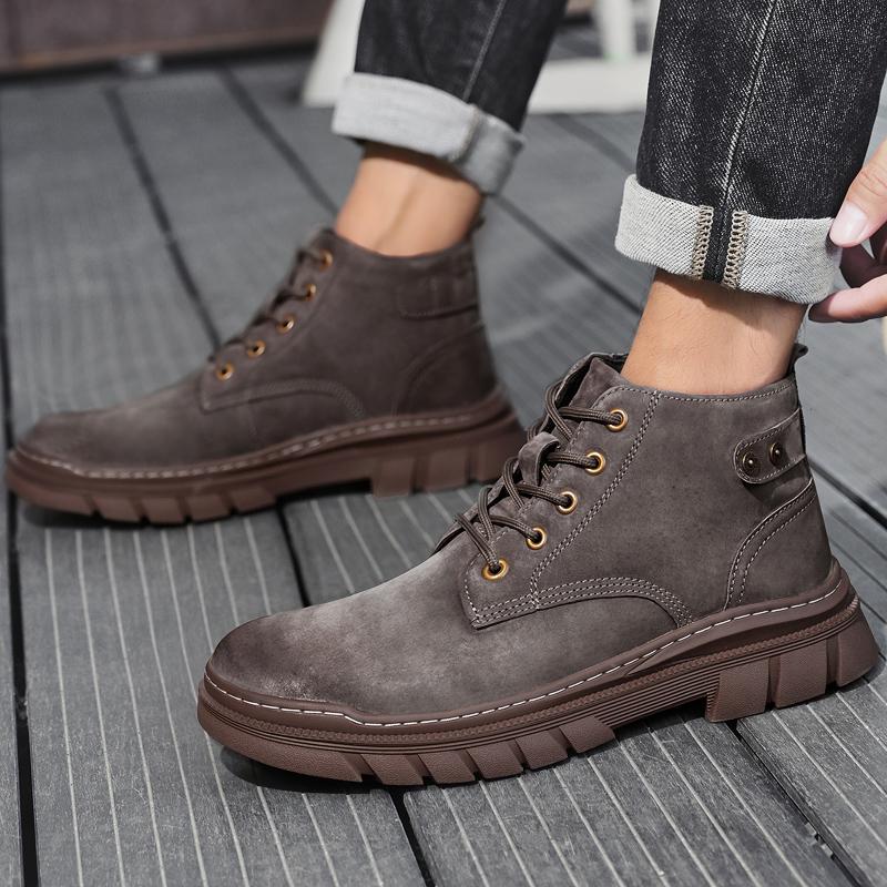 Fashion Genuine leather men's boots British retro style Fashion Party Leisure Business Hot selling quality shoes Luxury Youth lace up