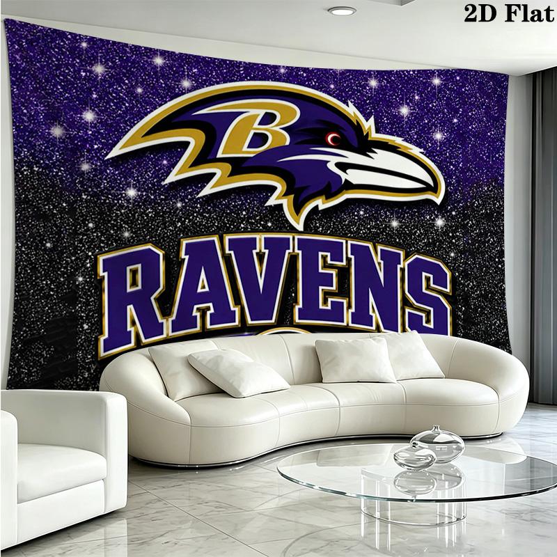 Baltimore Ravens Logo Wall Tapestry Aesthetic Wall Hanging Printed Fabric Blanket Decorative Tapestries for Bedroom Living Room Home Decor