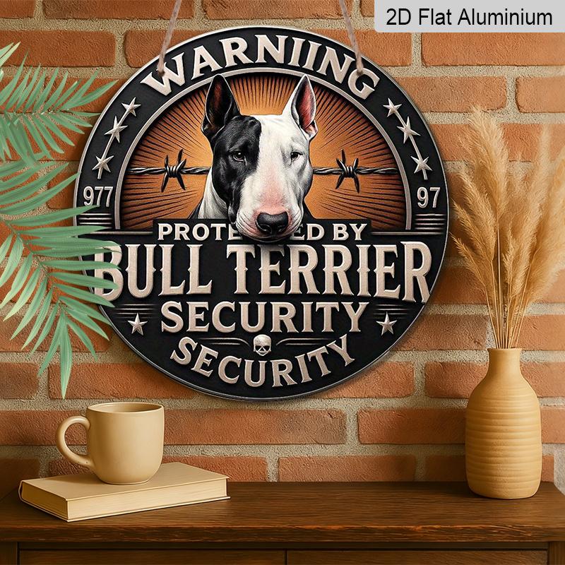 2D Flat 1pc, 8x8 In, Printed Aluminum Metal, Rottweiler Security Round Metal Plaque, Wall Home Room Cottage Decor for Streets, Shops, Garages, Farms