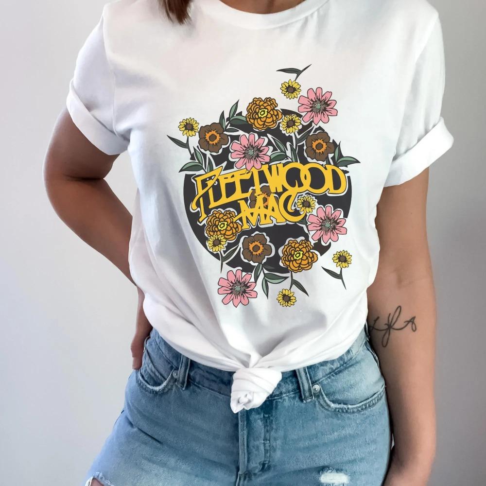 

Fleetwood Mac Band Printed Tshirt Summer New Retro Unisex Casual Fashion Tshirt S