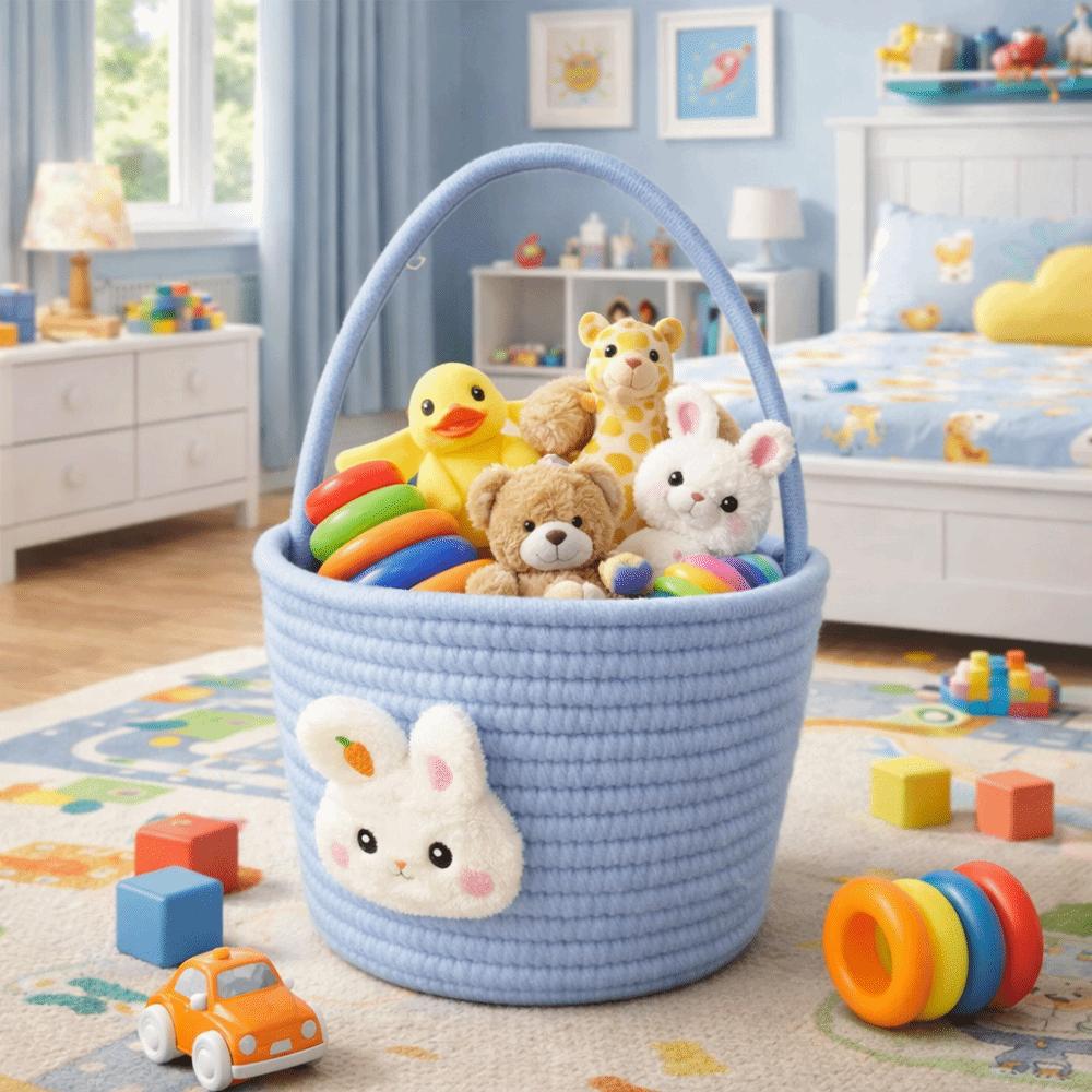 Hand-Woven Easter Gift Basket Cotton Thread Gift Storage Basket Handheld Woven Basket  Gift Giving