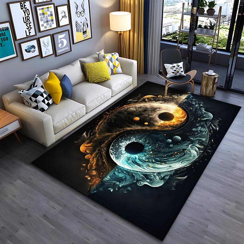 

Yin Yang Universe Design Carpet with Fiery and Water Elements Illustration Suitable for use as an anti-slip for living room bedroom sofas 40x60cm( 15x23in )