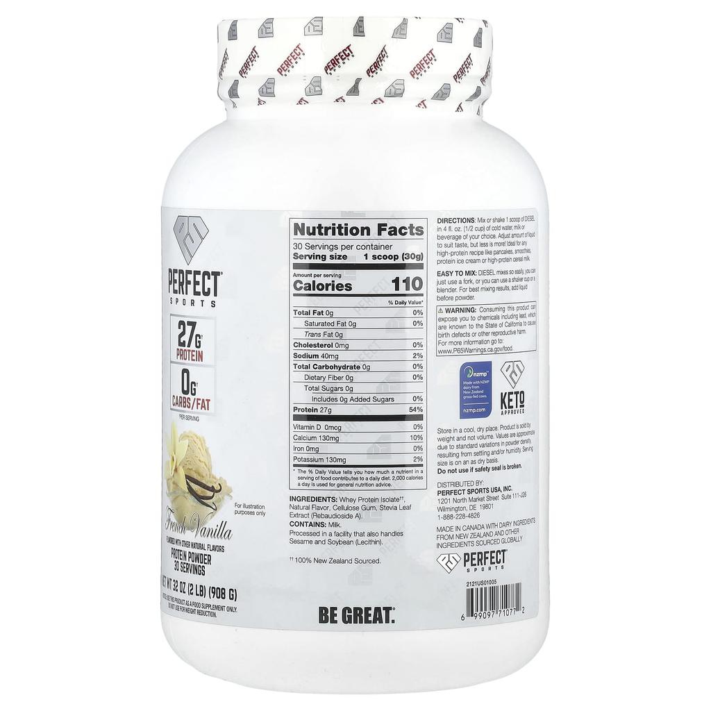 Diesel®, New Zealand Whey Isolate, French Vanilla Flavor, 908G (2Lb)