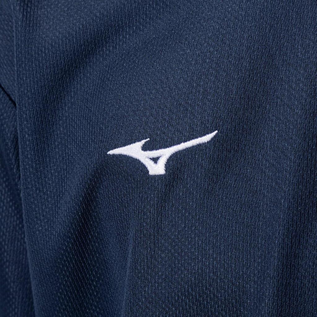 Mizuno NaviDry Long Sleeve Dress Size 160 Kids' T-Shirt, U-Neck, Moisture-Wicking, Quick-Drying, Undershirt, 32MAC495, Navy/White,