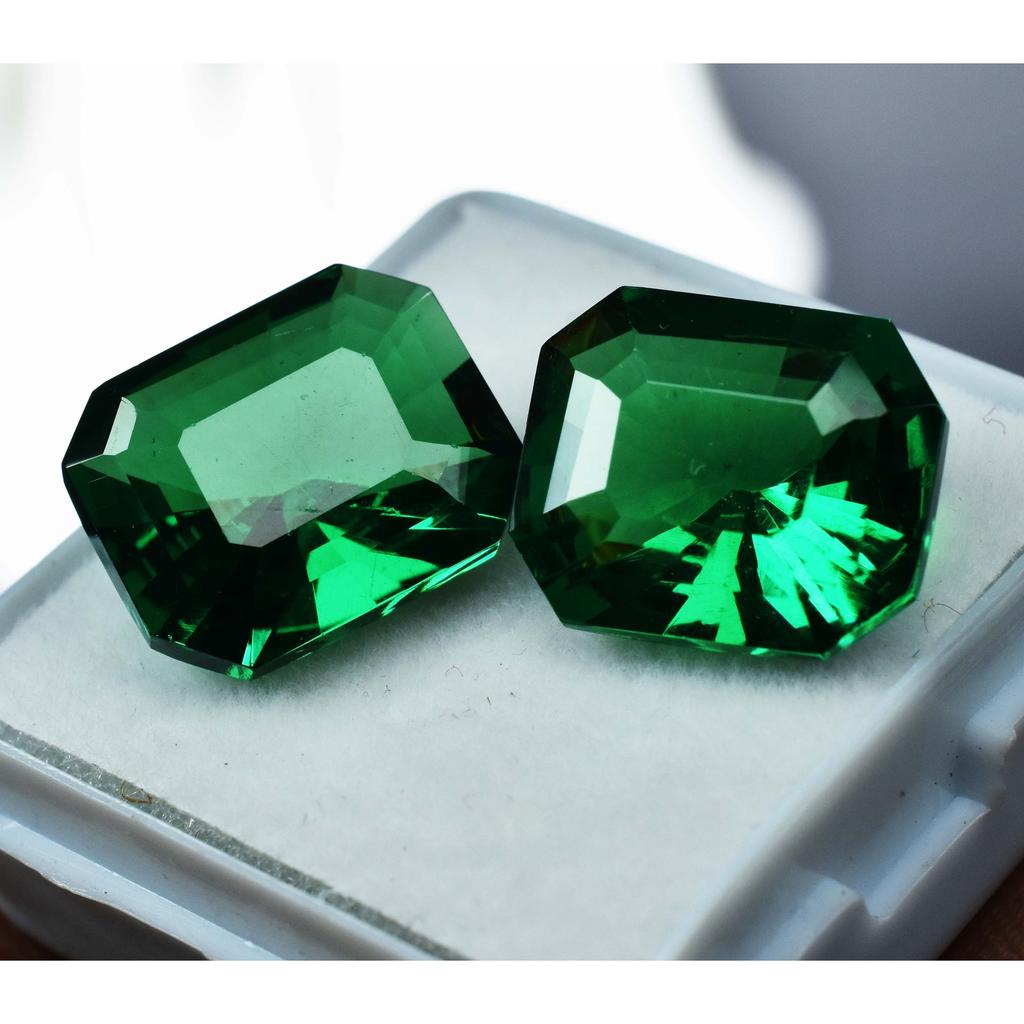 Garnet Emerald Cut Pair Green CERTIFIED Ring Size 19 Ct Natural Loose Gemstone