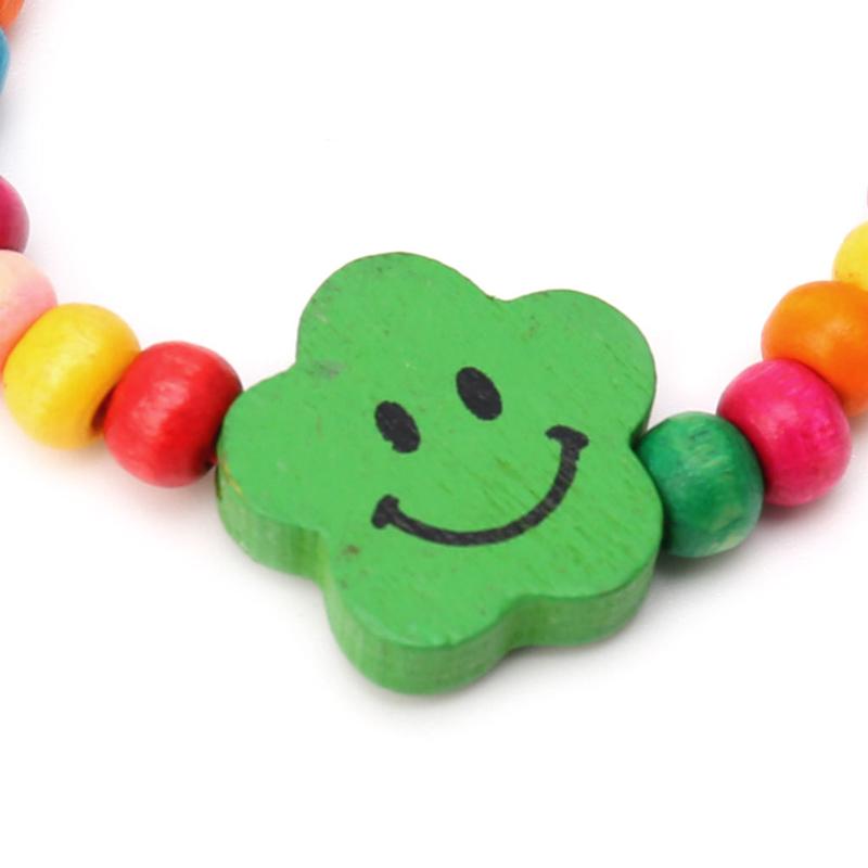 5Pc Lovely Kids Children Wood Elastic Bead Bracelets Birthday Party Jewelry Gift