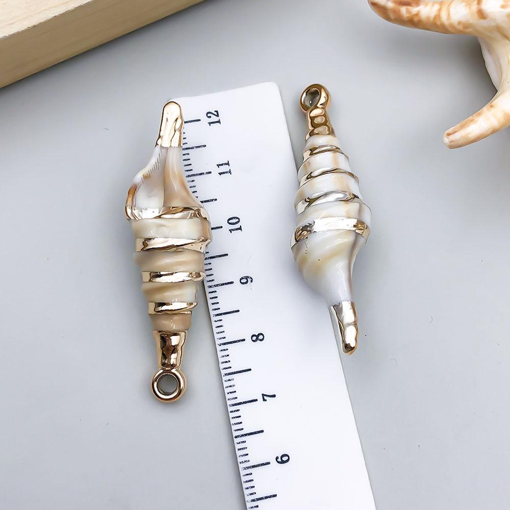 Gold Electroplated Acrylic Conch Pendant Charm for DIY Bracelets and Necklaces