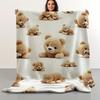 Cozy Flannel Teddy Bear Print Throw Blanket Shawl Soft Lightweight Mixed Colors