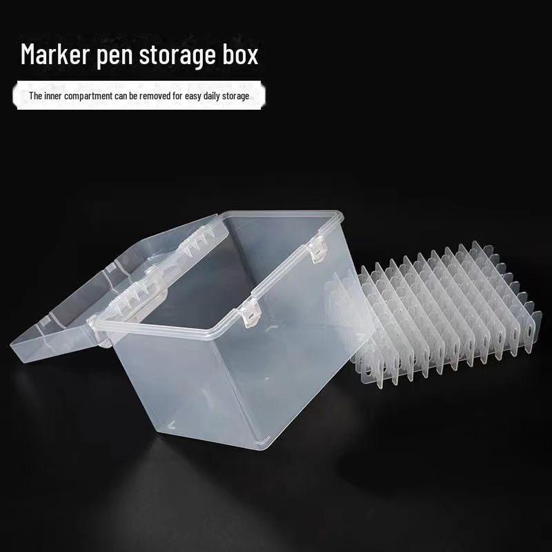 80-Color Portable Marker Pen Storage Box with Transparent Base