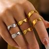 Wind Irregular Dent Ring Cold Wind Titanium Steel 18K Gold Plated Simple Couple Ring