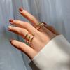 Goldfarbene Dreilagenringe für Damen Vintage Streifen Verlobungsringe Schmuck 2021 Trend