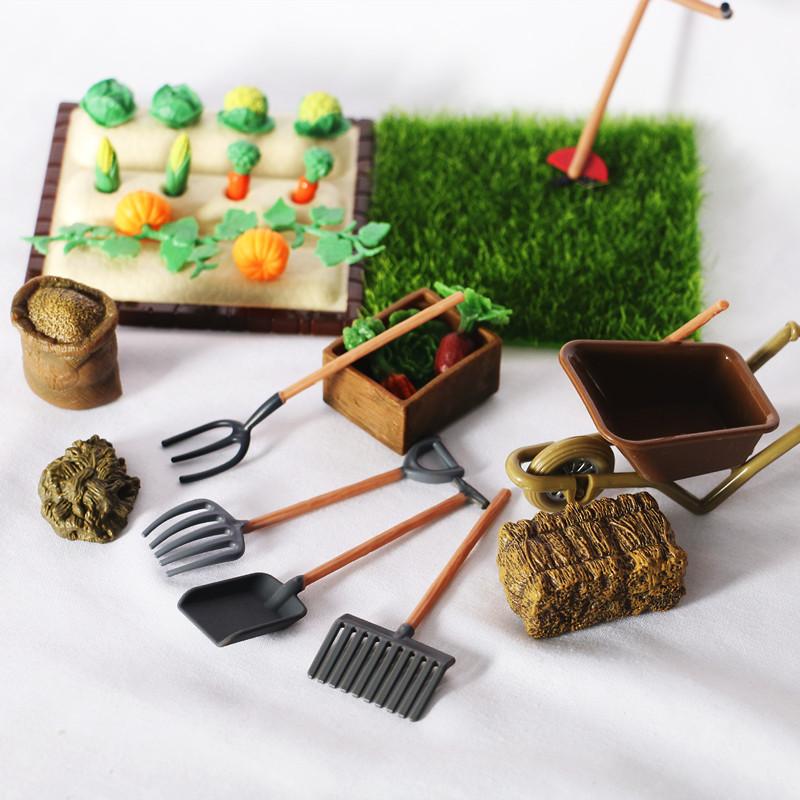 Mini Farm Shovel Rake Outdoor Planting Scene Miniature Doll House Hanging Accessories