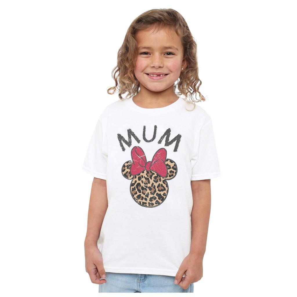 Disney Childrens/Kids Mum Minnie Mouse Leopard Print Mothers Day T-Shirt