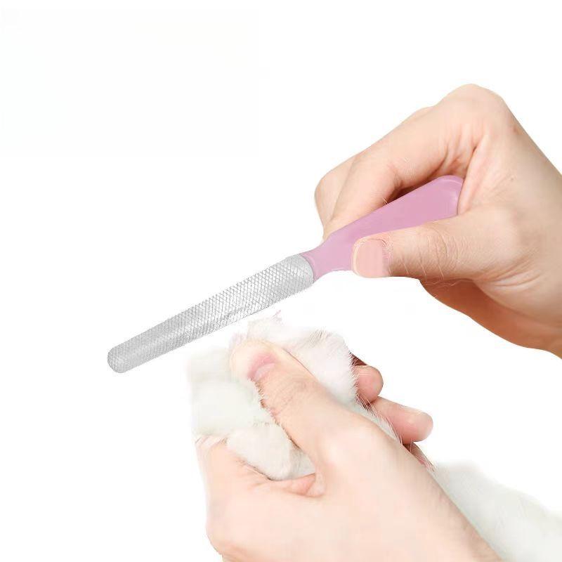 Stainless Steel Double Sided Pet Nail File Non Slip Handle Manual Grinding Nail Polishing Tool for Dogs Cats Grooming Supplies