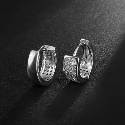 Exquisite and Shiny Zirconia Inlaid Ring Earrings for Men and Women Fashionable Party Accessories and Jewelry