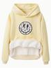 European & American Women's Fleece-Lined Hoodie with Smiley Face Print - Autumn/Winter