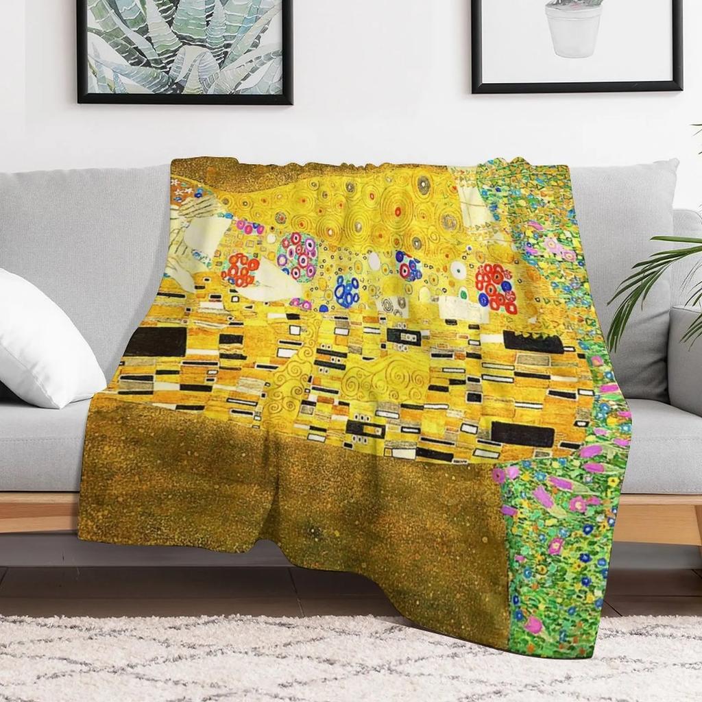 Polibek Gustav Klimt Přehoz Teplá plyšová huňatá deka do obývacího pokoje
