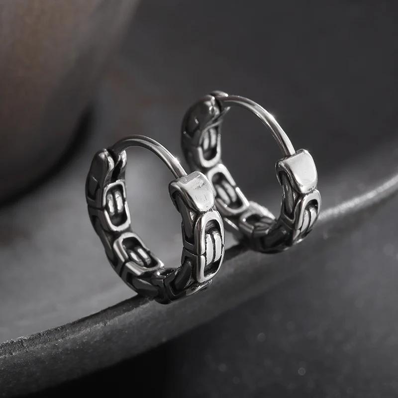 Retro Creative Chain Hoop Earrings Hypoallergenic Men's Earrings Personalized Punk Fashion Casual Accessories