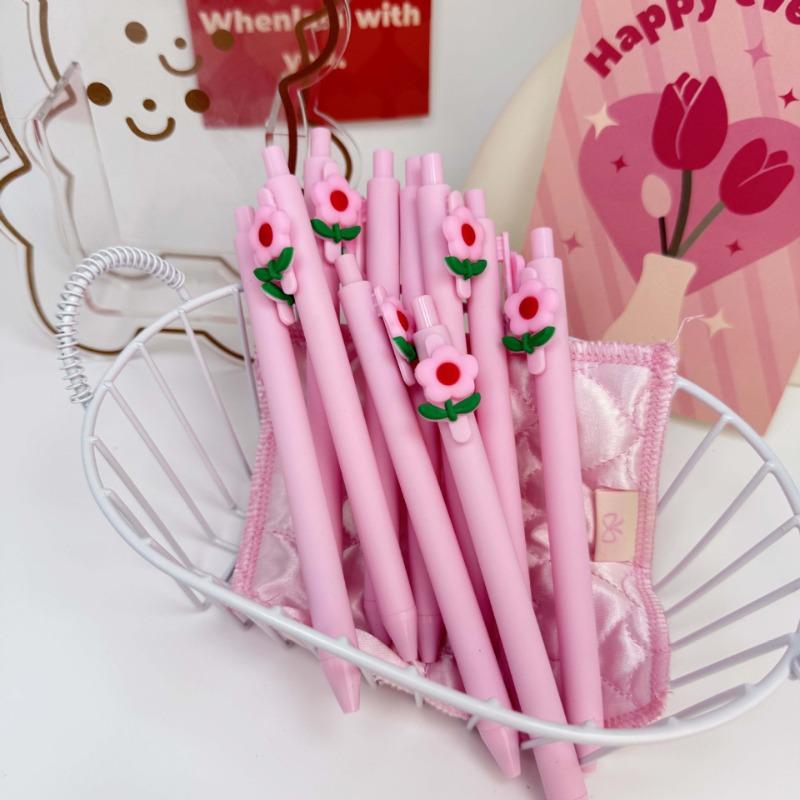 10pcs Cute Flower Pens Black Ink Fancy Pens Fine Point Smooth Writing for Students Classroom Office Supplies