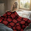 Striped Spheres Red Black Flannel Blanket Perfect for Sofa Office Bed Travel Sleep Read Relax Camping Four Season Use