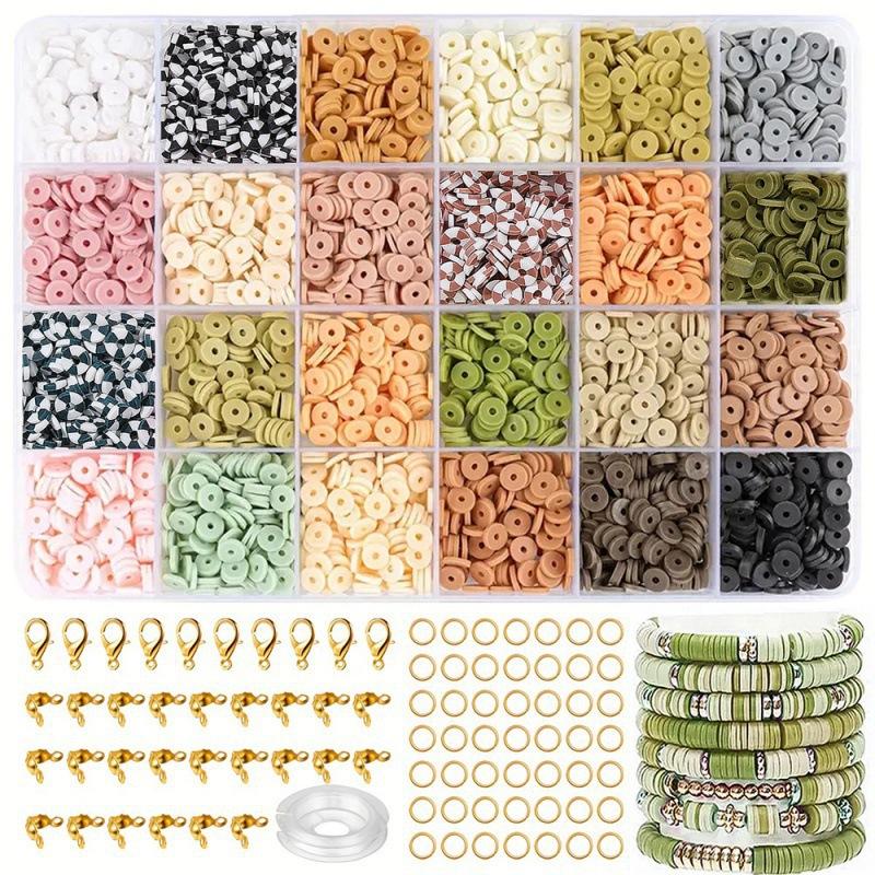 2400Pcs Polymer Clay Bead Treasure Making Bracelet Necklace Diy Jewelry, Soft Pottery Kit