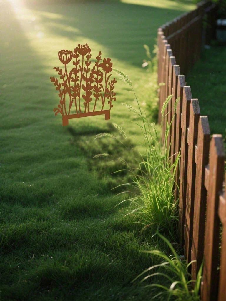 Vintage Metal Garden Stakes Rustic Outdoor Yard Art Farmhouse Decor Weather Resistant Landscape Accents