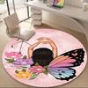 1pcButterfly Flowers Office Round Area Rug, Indoor Mat Suitable ForOffice, Under Office Chairs Bedroom Living Room Home Decor, Room Deco 042