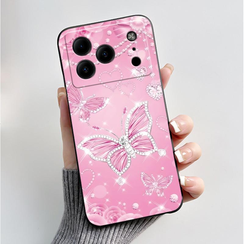 For Doogee Note 56 Case Luxury Fashion Butterfly Flowers Black Soft TPU Silicone Phone Cover for Doogee Note56 Shockproof Casing