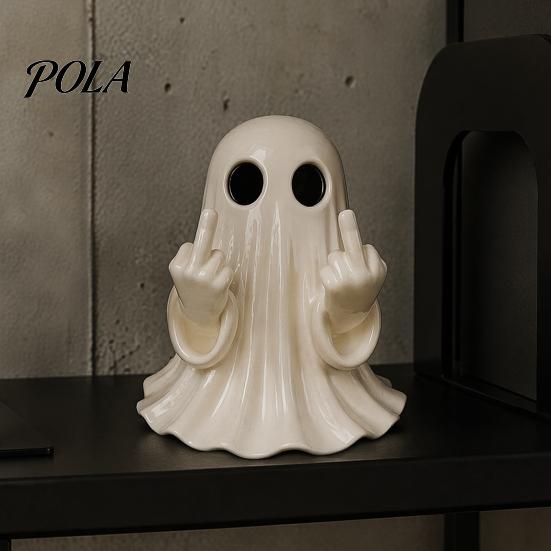 Spooky Cute Home Decor Halloween Ghost Figurine, Funny Middle Finger Statue, Table Decorations, Cartoon Modern Resin Holiday Desktop Ornament