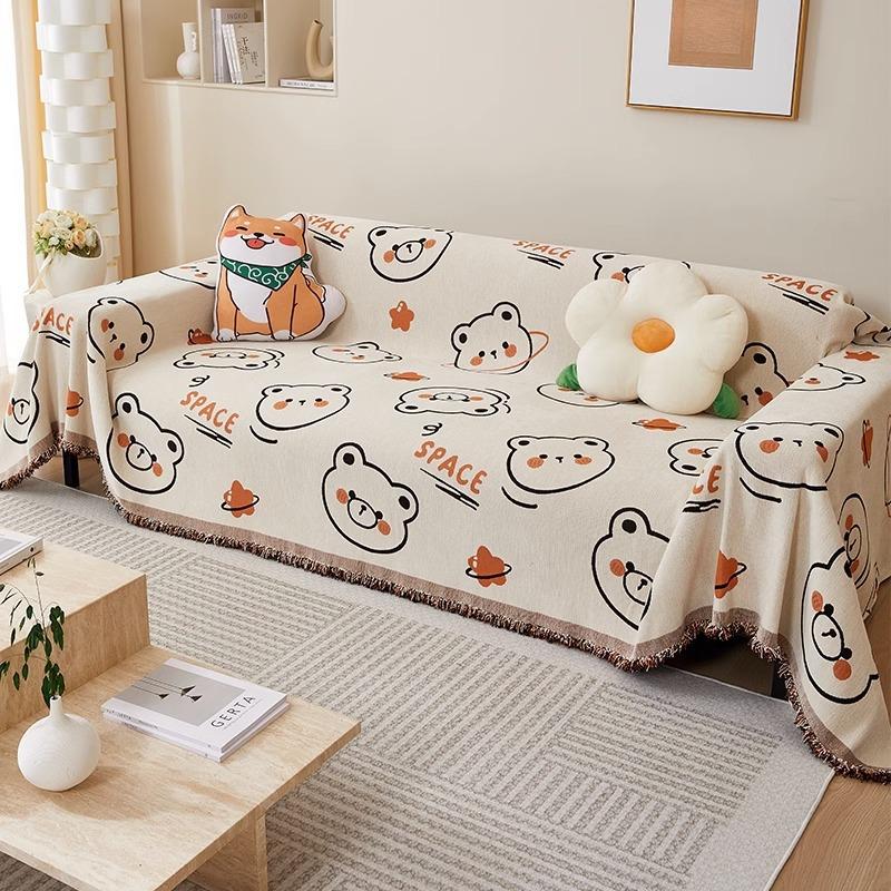 

Универсальный чехол для дивана из синели Four Seasons с милым медведем, чехол для дивана с защитой от царапин, пыленепроницаемый универсальный чехол, одеяло, подушка 180*130cm