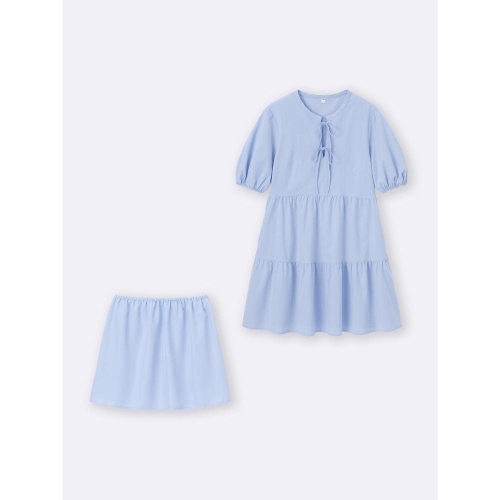 GU by Uniqlo Cotton Tiered Mini Dress  5 Minute Sleeve 