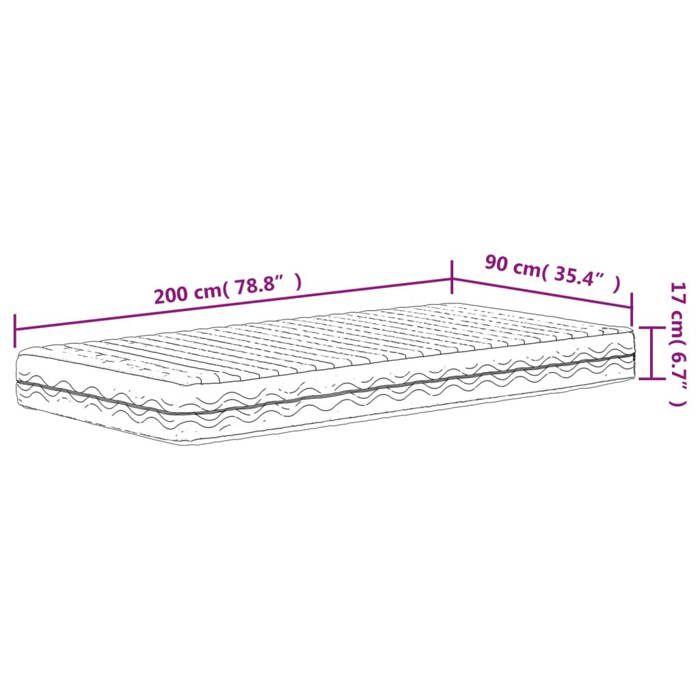 VidaXL Matelas en mousse blanc 90x200 cm dureté H2 H3,matelas de lit,matelas rafraîchissant,matelas souple,matelas 356341