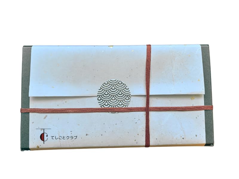 [Nousaku Red Cotton Ribbon and Washi Paper Wrapping] 90cc Tin Sake Cups (Set of 2)