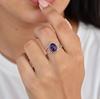 Handcrafted Purple Amethyst Stacking Ring, 925 Sterling Silver, Minimalist Statement Ring for Women