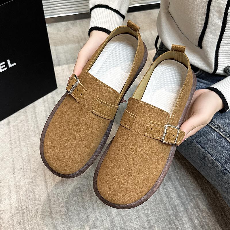 

Весна 2025 женская обувь новая круглая голова одна педаль дышащая мягкая подошва японская ленивая обувь обувь Дуду женские туфли 35