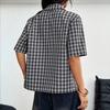 Damen Kurzarm Hemd mit Knöpfen Karomuster Kariert Mit Kragen Lässiger Lockerer Schnitt Top für Tägliches Tragen und Outdoor-Aktivitäten