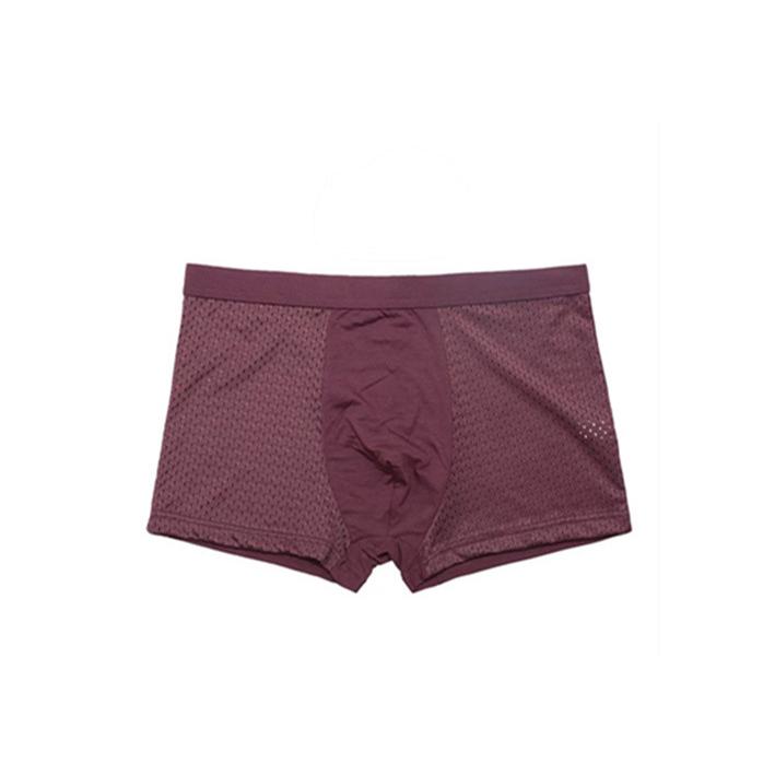 

Мужское нижнее белье из ледяного шелка, летние дышащие антибактериальные сетчатые трусы с четырьмя углами, короткие брюки L-8XL 8XL вино красного