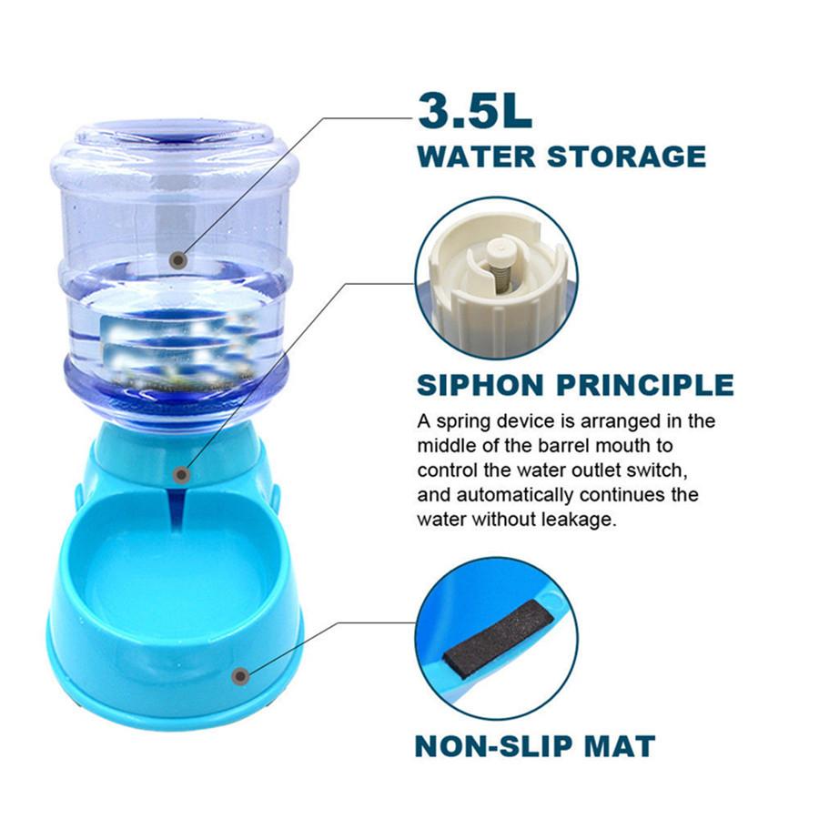 

New 3.5L Blue Large Automatic Pet Drinking Device Travel Bowl Food Grade Plastic 1PC